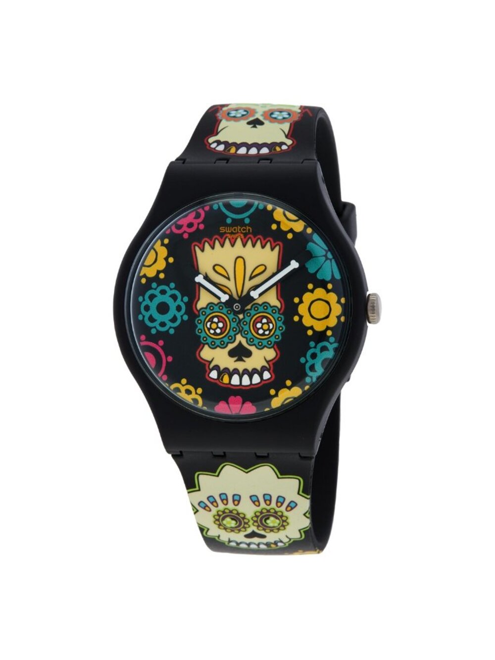 NWT Swatch The Simpsons D'Oh Of The Dead Quartz Black Dial Unisex Watch